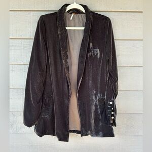 Free People Black Velvet Blazer size L